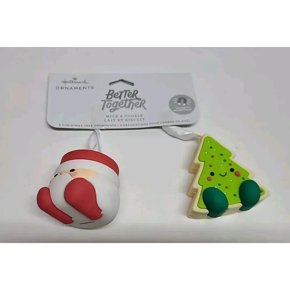 Hallmark Christmas Ornaments Better Together Santa Milk & Tree Cookie New